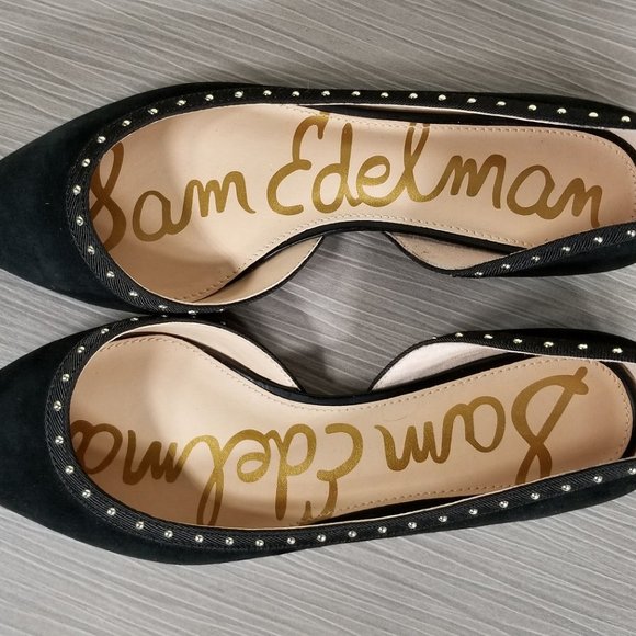 Sam Edelman Roni Studded Half d'Orsay Flat, Black Suede, Womens Size 6 - Picture 8 of 9